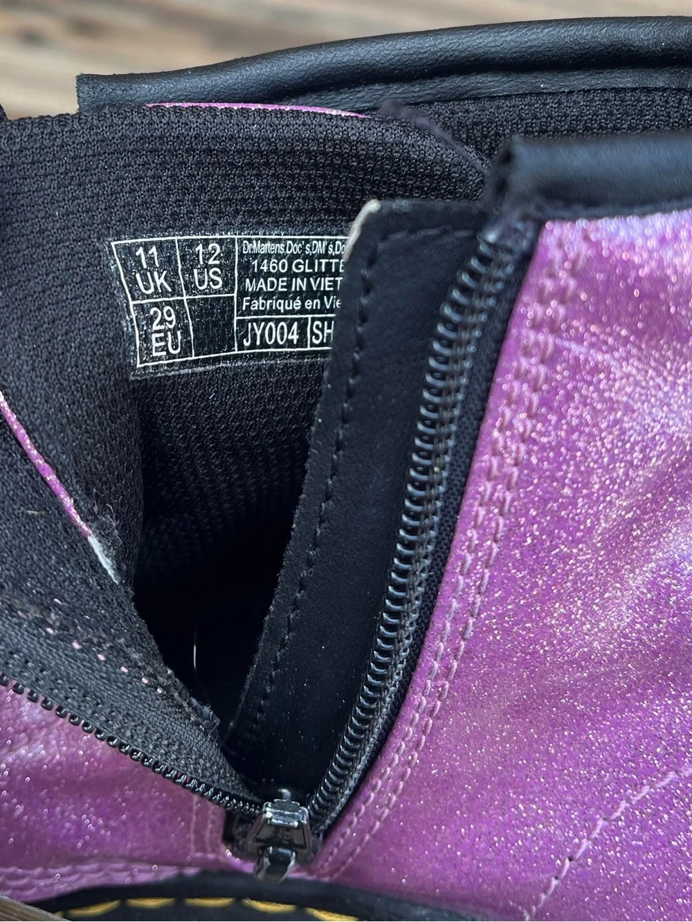 DR.MARTENS | Sparkle Pink Combat Boots with Black Laces 11